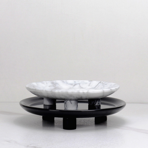 European Natural Marble Round Fruit Bowl Household Hotel Villa Living Room Coffee Table Dry Fruit Snack Plate Wholesale