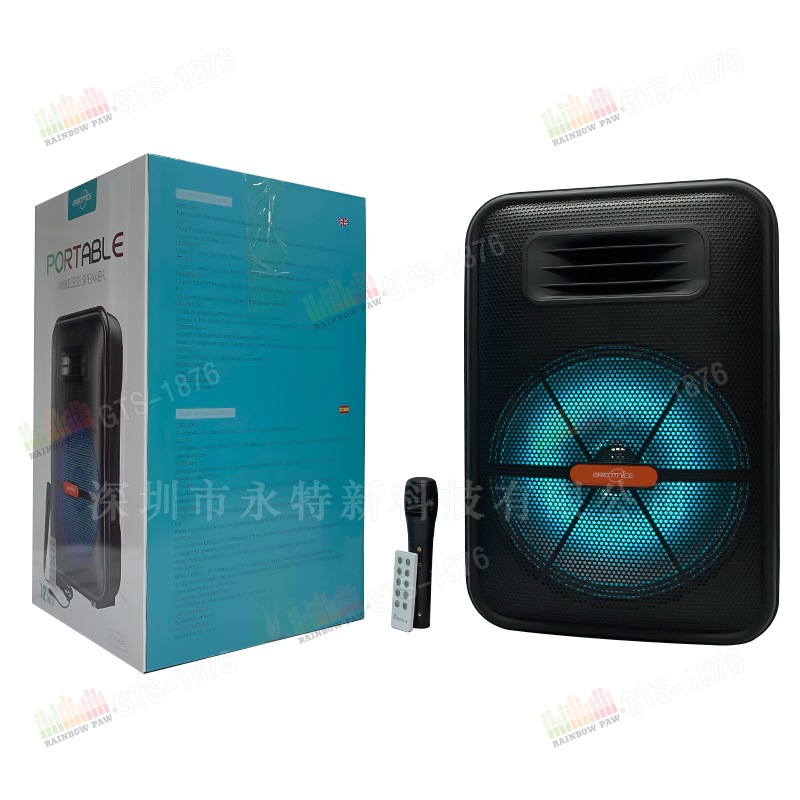 Altavoz Bluetooth GTS-1876, 12 pulgadas, inalámbrico, portátil, exterior, venta al por mayor