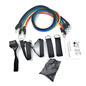 11-Piece Multi-Functional TPE Puller Resistance Rope 150 lbs Strength Training Set for Yoga and Fitness