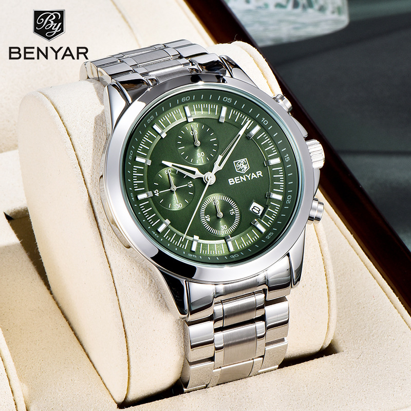 BENYAR Reloj de hombre cronógrafo multifunción calendario deportivo impermeable reloj de cuarzo de negocios BY5210