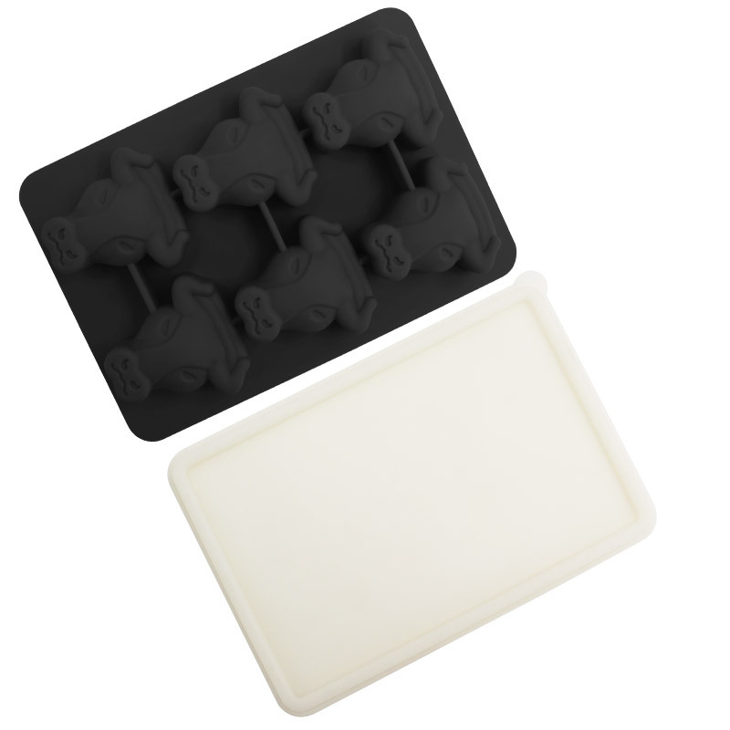 Whisky transfronterizo de dibujos animados rejilla de hielo de silicona molde de hielo con tapa molde de hielo para hockey sobre hielo caja de almacenamiento de hielo para el hogar en stock