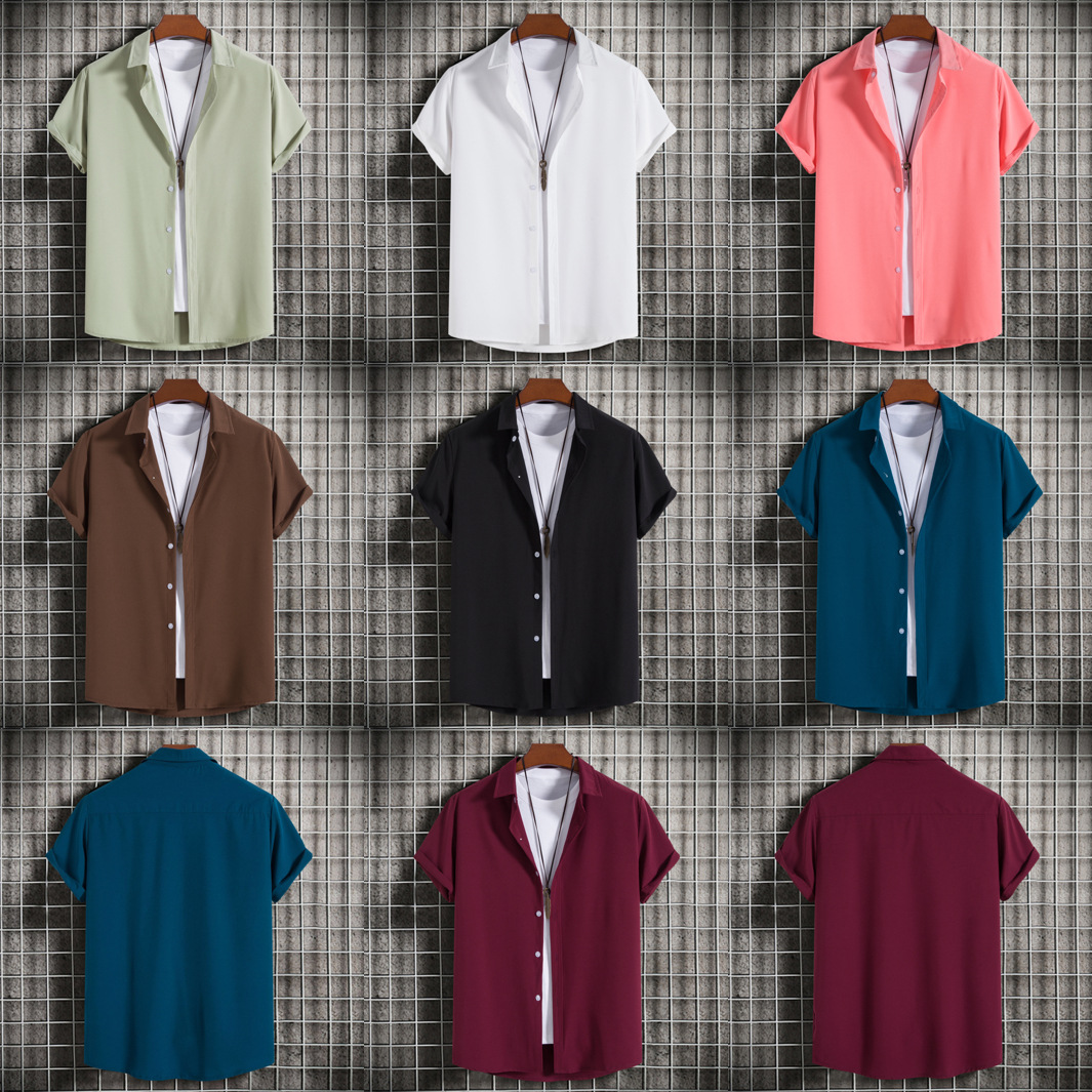 Transfronteriza 2024 Amazon deseo AliExpress Venta caliente nuevo tamaño europeo hombres camisa casual Camisa de manga corta ropa de hombre