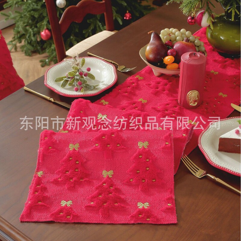 跨境桌旗推荐桌垫圣诞节装饰餐桌布桌旗布艺轻奢圣诞树外贸批发|undefined