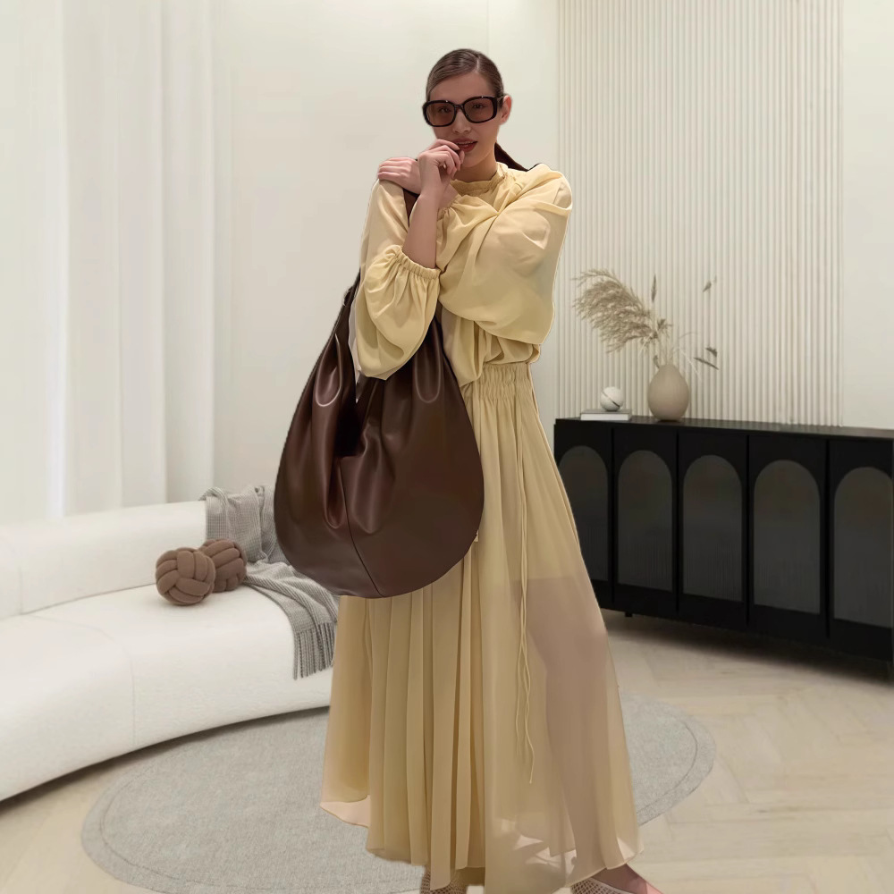 法式V领荷叶边雪纺衬衫女2025年夏季新款时尚收腰设计感系带上衣