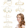 Chain, headband from pearl, hair accessory, European style, with gem, suitable for import