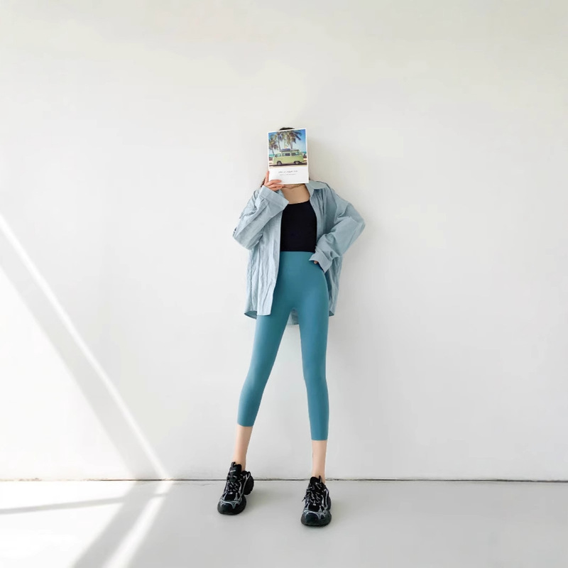 Summer Thin Cropped Yoga Leggings Breathable Shark Pants Comfortable Tracks Children's Soda Blue Cropped Pants