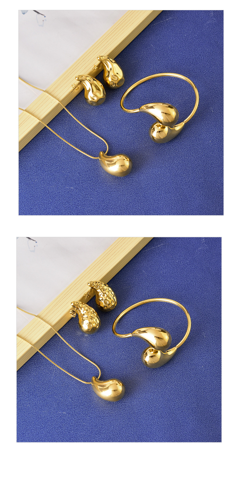 Earrings + Necklace + Jewelry Quantity Holiday, Daily Occasion 304 Stainless Steel Material 304 Stainless Steel 18K Gold Plated Elegant Simple Style Plating Water Droplets Bracelets Earrings Necklace