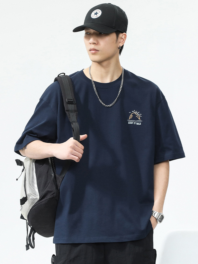 メンズ夏新作ストリートファッションbf風創意プリント丸襟tシャツ男女学生半袖