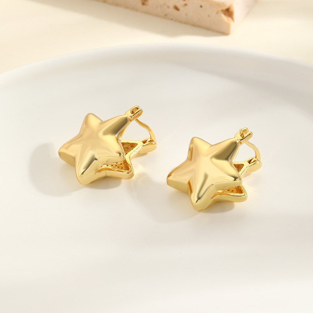 Women's Gender 1 Pair Simple Style Star Copper Hoop Earrings