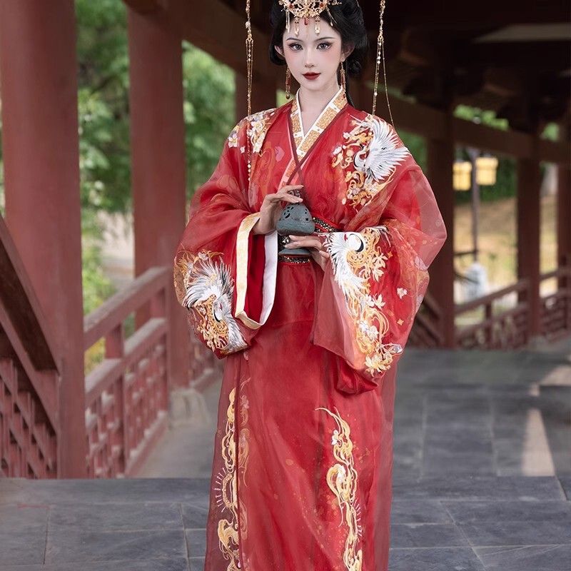 New Daily Wear Heilong Jade Bead Warring States Robe Original Hanfu for Women, Restored from Ma Shan Chu Tomb, Straight Hem Robe Hanfu