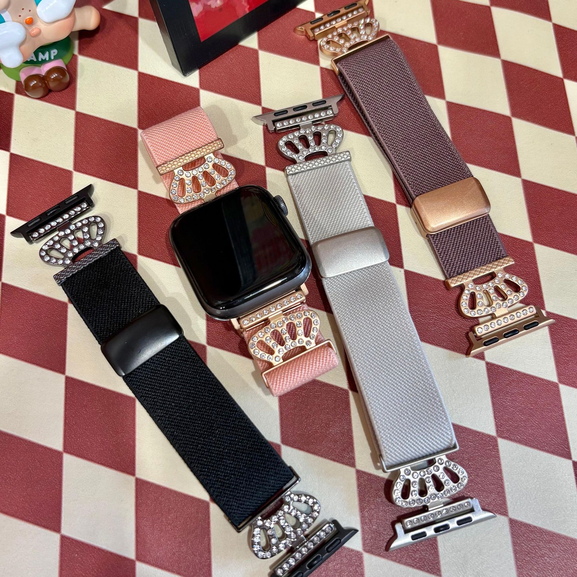 Amazon Cross-Border New Model Suitable for Apple Crown Head Chinese Knot Braided Nylon Adjustable Magnetic Buckle Watch Strap