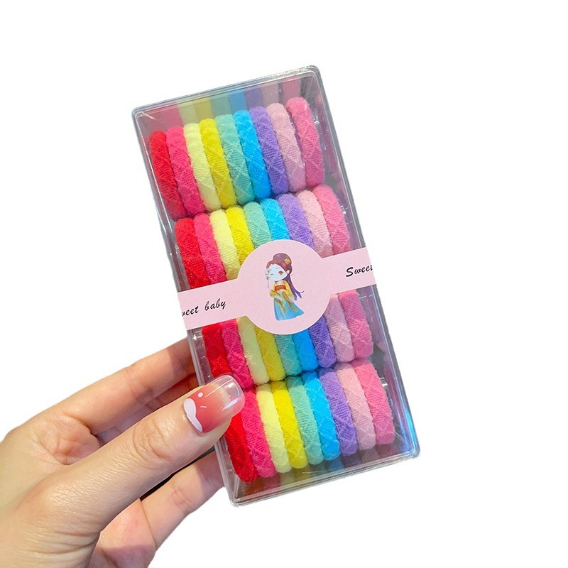 Anillo de pelo de bola de alta elasticidad duradera alta cola de caballo cuerda de cabeza colorida mujer atada de cabello no dañada adornamiento de cabello banda de goma