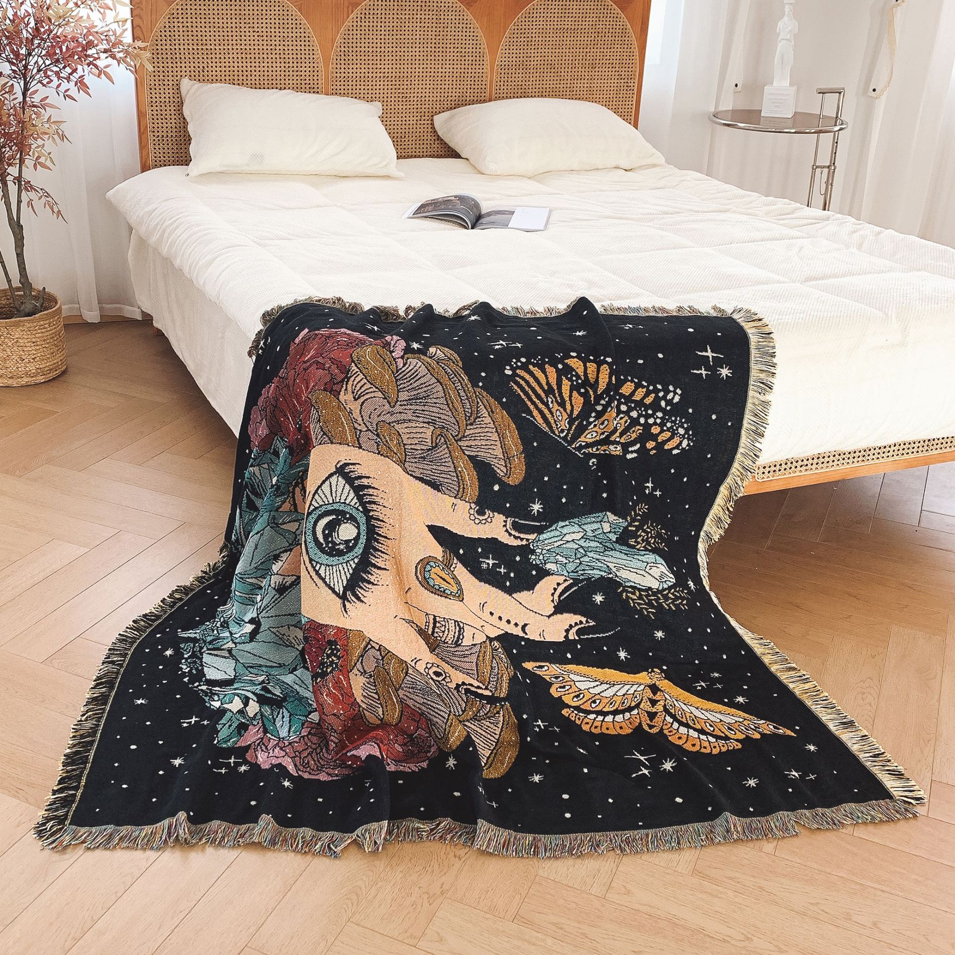 1100g Weight Fashion Flower Butterfly Cotton Blanket