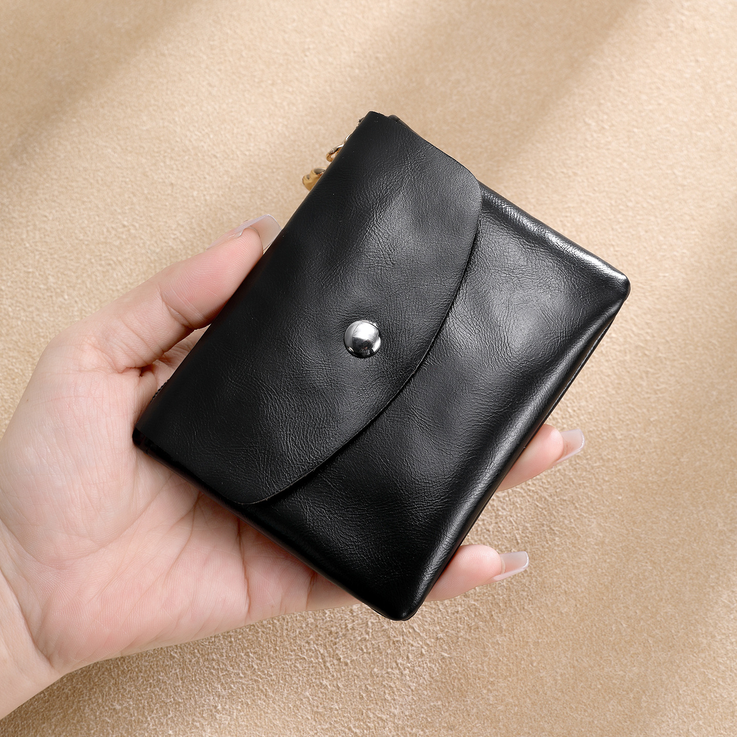 Mini bolso de cambio 2 - en - 1 bolso de tarjetas para hombres y mujeres, bolso corto de gran capacidad, bolso de doble capa de monedas de piel suave simple