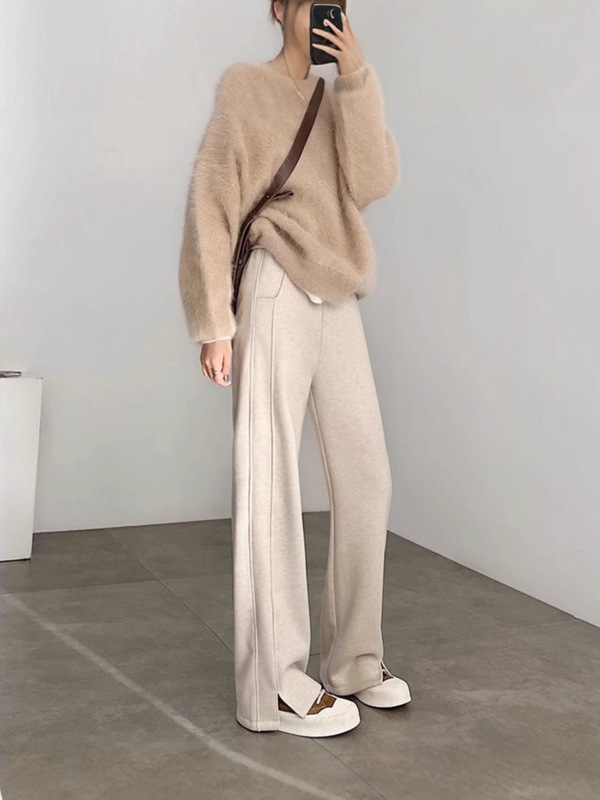 窄版阔腿裤女2025新款春秋薄款香蕉卫裤小个子高腰直筒休闲运动裤|undefined