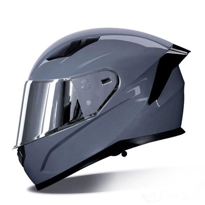 Motosiklet kaskı (dəbilqə): unisex electric car helmet - cement-ash-silver-plate-m