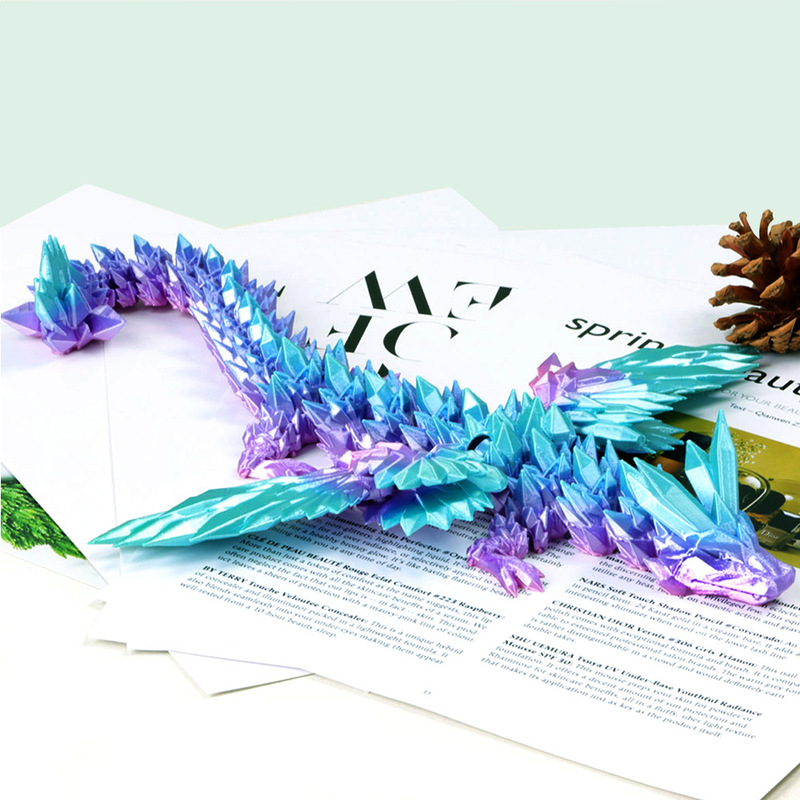3D プリント模擬ダイヤモンドクリスタルドラゴン関節可動フライングドラゴン露店ナイトマーケット装飾品西洋宝石ドラゴンおもちゃ|undefined