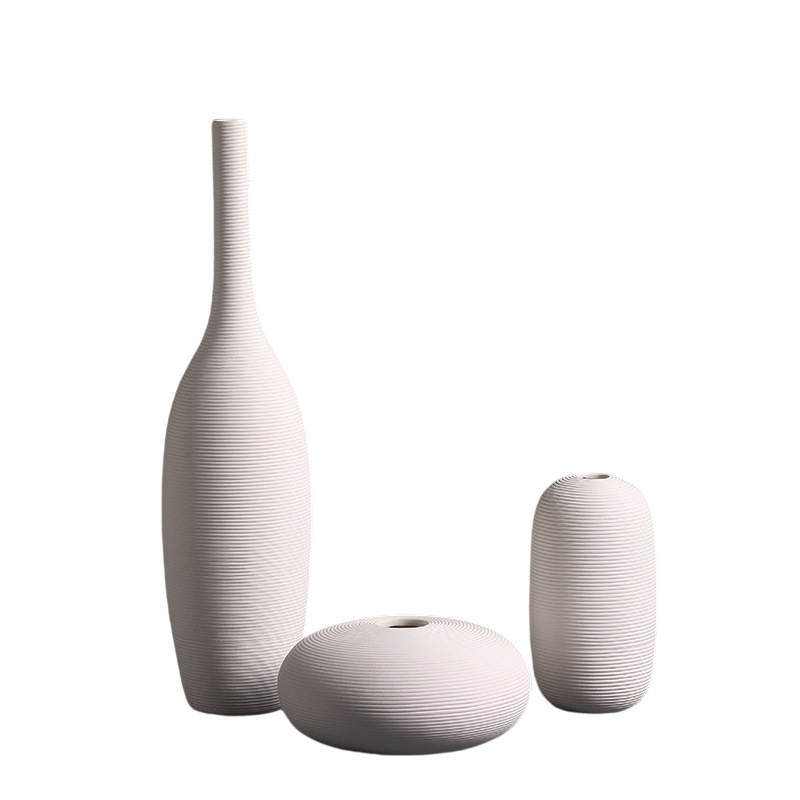 Simple moderno jarrón de cerámica blanca sala de estar creativa arreglo de flores habitación modelo antiguo estante decoración Nórdica