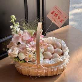 月子鸡蛋花篮材料包送闺蜜diy手拎花篮田园法式中古送宝宝生日宴