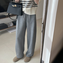 灰色运动可调节束脚卫裤女冬季新加厚保暖垂感休闲卫裤哈伦裤女