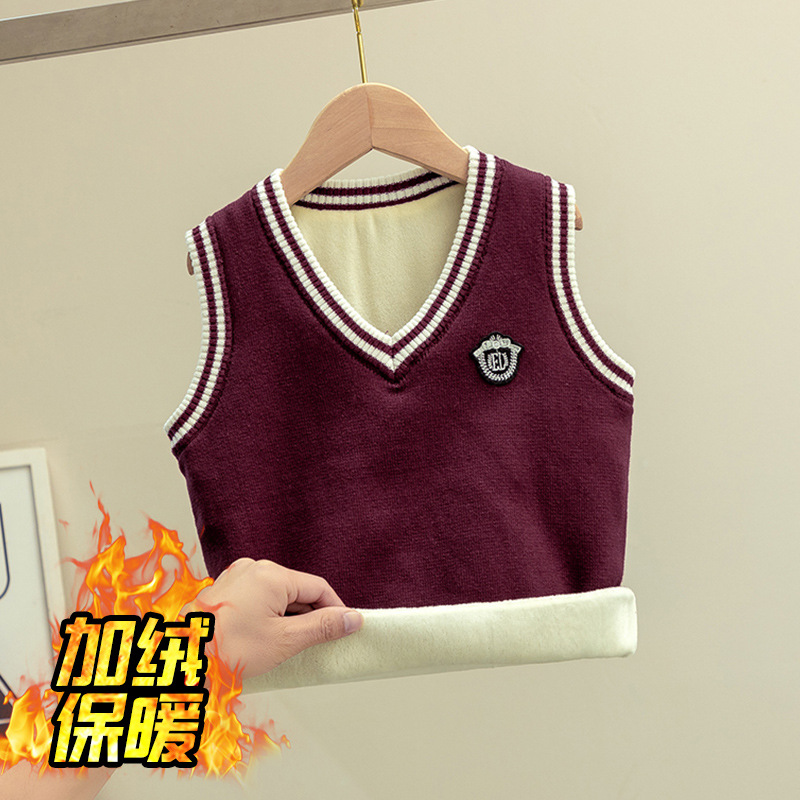 2023 otoño e invierno nuevo estilo de la Universidad estilo de los niños de estilo de la Universidad de los niños Chaleco de punto cuello en V Chaleco de los niños de la escuela primaria estudiante suéter