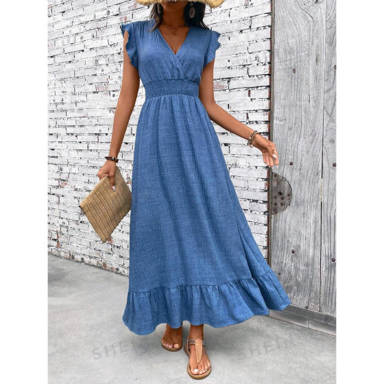 2022SHEIN LUNE Women's Casual Simple Style Waist Long Vacation dress