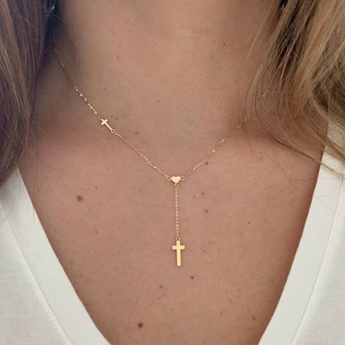 European and American fashion retro cross-border simple cross love clavicle chain simple fashion personality women's necklace