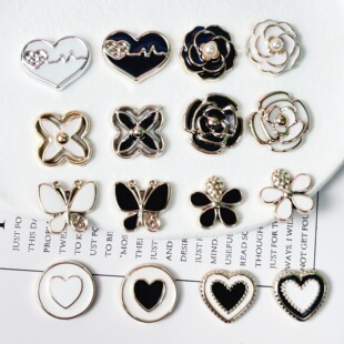 Korean version of small fragrant style drop oil camellia love DIY accessories mobile phone case bag shoe buckle patch material