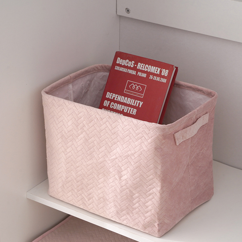 收纳篮收纳筐纯色手提 翻盖储物箱粉色少女收纳桶收纳篓批发