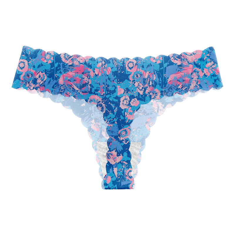 Europa y los Estados Unidos invisibles ondulados impresión sin marcas en forma de T pantalones transpirables de cintura baja deportivo sexy thongs mujeres