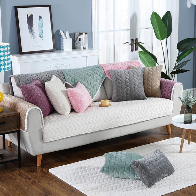 Venta caliente transfronteriza simple moderna sala de estar sofá cojín Comercio exterior antideslizante felpa sofá cubierta toalla cubierta al por mayor