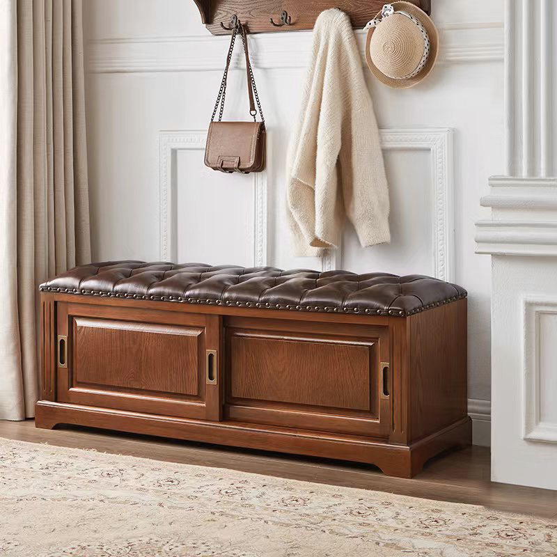 Taburete de cambio de zapatos de madera maciza americana, zapatero, zapatero, sala de estar doméstica de estilo europeo, en la puerta, taburete de zapatos, taburete de almacenamiento multifuncional