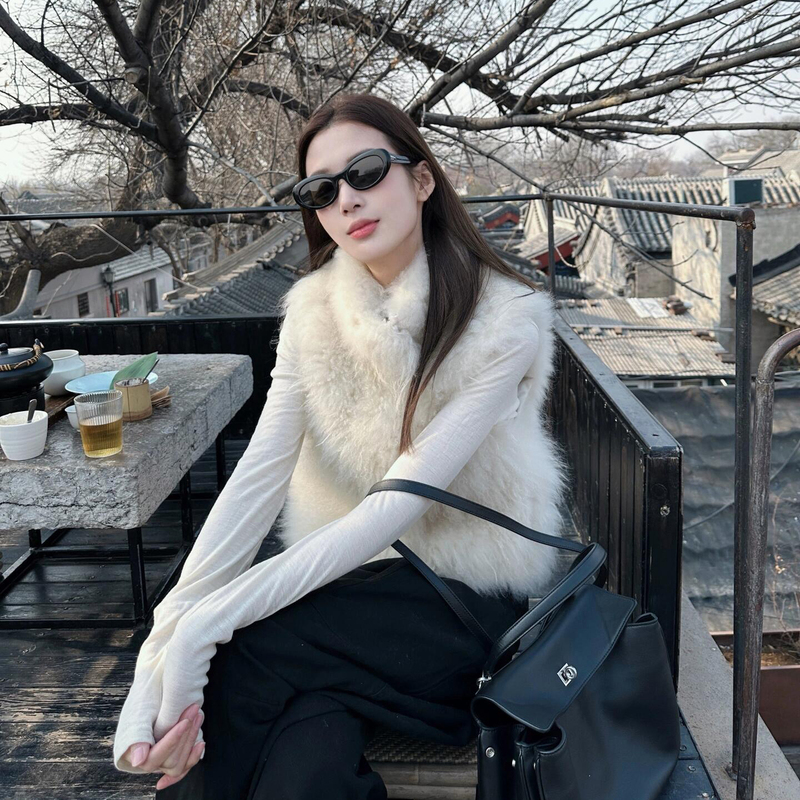5 Autumn and Winter High-End Luxury Imitation Cashmere Fur Environmentally Friendly Fur Vest Women's Short Furry Jacket