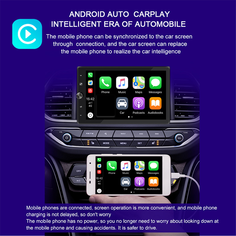 10.4inch Carplay Single Stick Mp5 Player 360 Rotation Capacitive Touch Screen Car Bluetooth Radio 12V