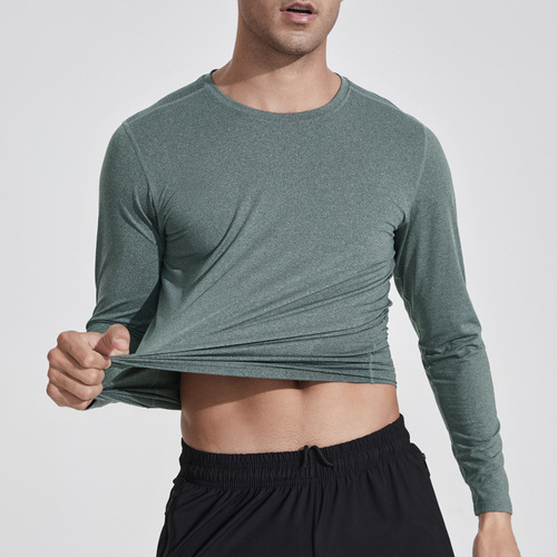 Spring and autumn casual running clothes, quick-drying clothes, fitness tops, elastic basketball training sweat clothes, sports long-sleeved T-shirts for men