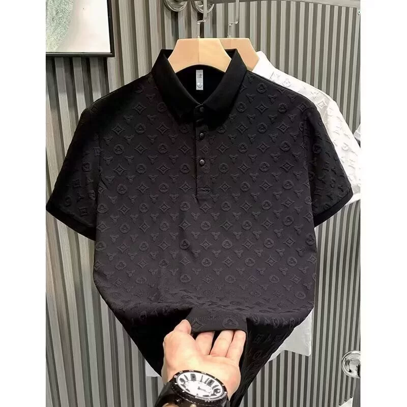 Летнее модное поло, футболка, Slim Fit, с коротким рукавом, воротник стойка