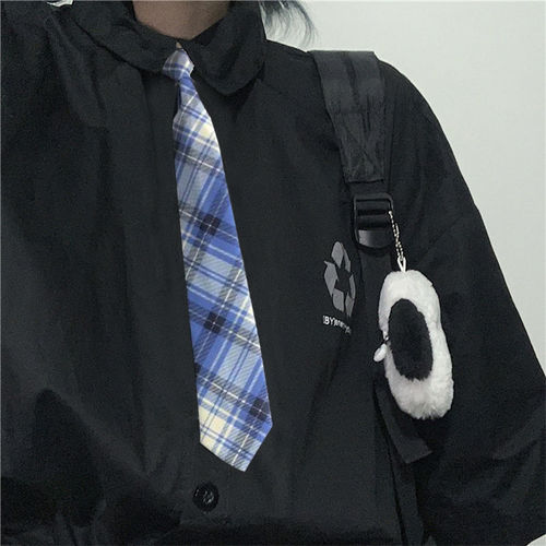DK Tie Men's Easy-Draw College-Style Uniform Accessory: Brown & Blue Plaid, No-Knot JK Bow Tie Shirt—Sweet & Cool for Her
