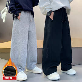 新款男童裤子加绒款儿童冬装运动裤中大童时尚长裤男孩休闲裤