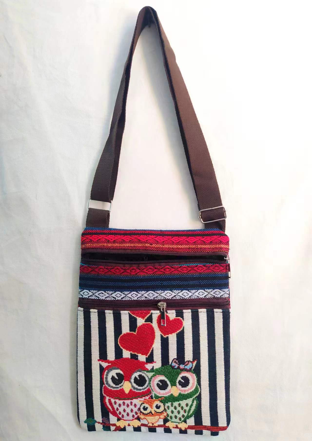 Estilo étnico bordado elefante dibujos animados bolsa de mensajero Dai bolsa de hombro de viaje de las mujeres teléfono móvil bolsa de hombro lateral