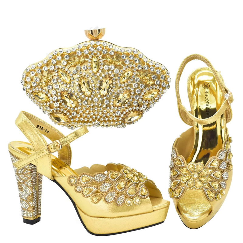 Cross-Border Foreign Trade In-Stock European and American Rhinestone 2024 Elegant Fashion High-Heeled Sandals with Matching Bag Set European and American Style Cross-Border Foreign Trade In-Stock European and American Rhinestone 2024 Elegant Fashion High-Heeled Sandals with Matching Bag Set European and American Style