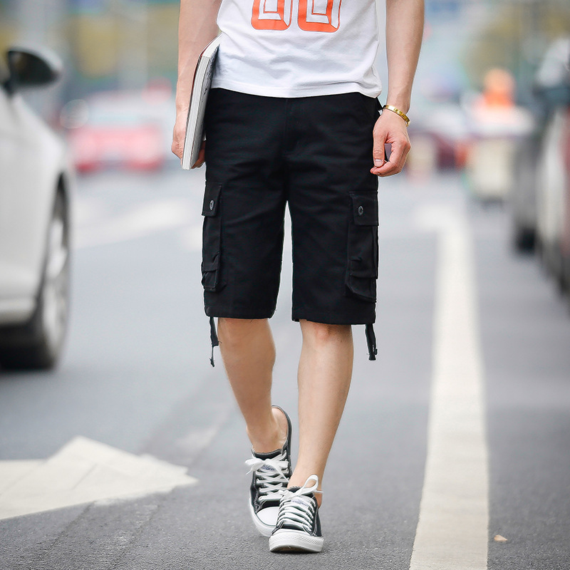 Comercio exterior pantalones cortos europeos y americanos de ropa de trabajo para hombres ins verano playa deportes pantalones cortos casuales hombres multi-Bolsillo pantalones medios