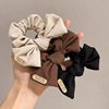 Cute retro hairgrip with bow, cloth, hair rope, hair accessory, with little bears, simple and elegant design, french style