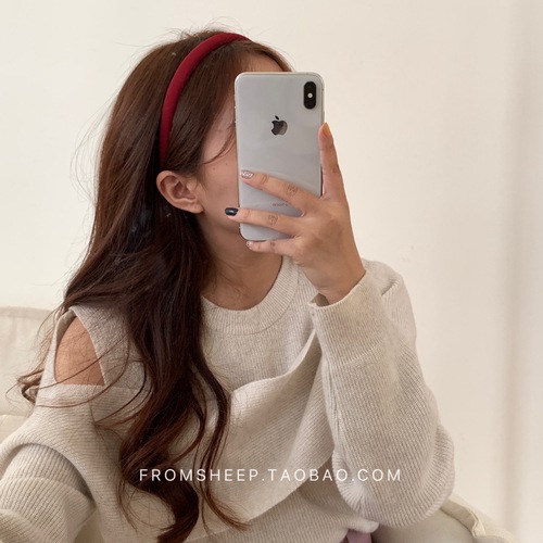 Red thin hairband for women in summer retro pressed hair face wash headband hair bundle internet celebrity hairpin headgear