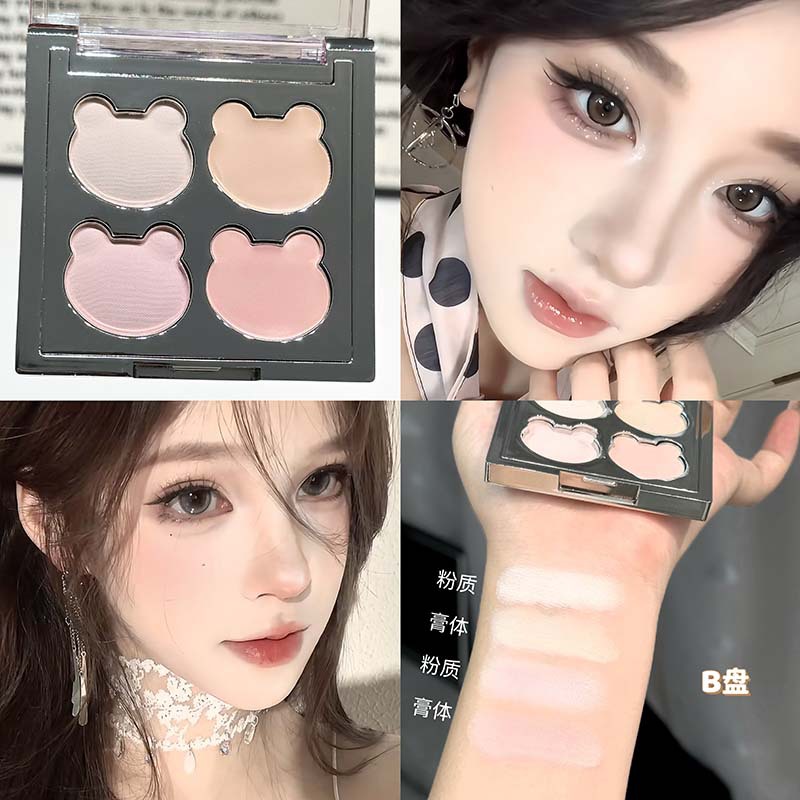 LUCKGO Pussy Bear Cuatro colores de alto rendimiento de disco luminoso blanqueador expansión natural brillante mate puro blush alto rendimiento transfronterizo