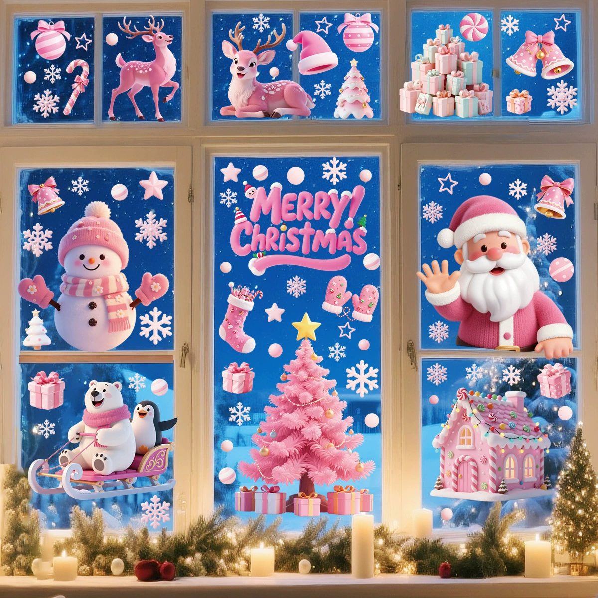 Новые трансграничные наклейки на окна снеговика, рождественские наклейки, макет торгового центра, наклейки на оконное стекло, двери, вечерние праздничные украшения