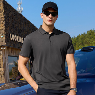Pure Cotton Polo Shirt Custom Printed Logo Workwear T-Shirt Summer Business Men's and Women's Short-Sleeved Workwear Dark Gray