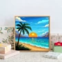 数字填充夕阳手工油彩画