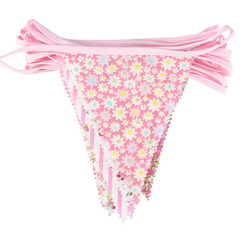 10 m 36 piezas de color claro flor ola de una sola capa de algodón bandera de triángulo bandera de cumpleaños de los niños fondo de la foto bandera de la boda tire