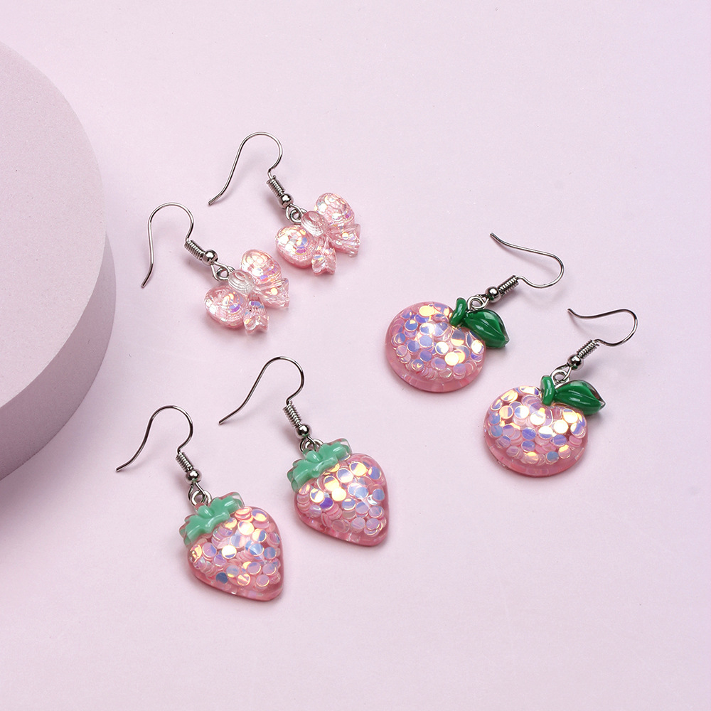 Fashion Crown Flower Resin Handmade Kidu0027S Drop Earrings 3 Pairs