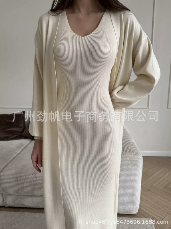Cross-Border Hot Selling Autumn and Winter Sweater Dress Cardigan Jacket Two-Piece Suit for Women Knitted Women Sets
